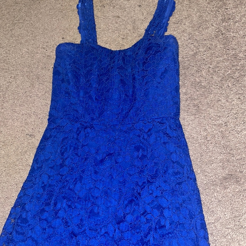 Royal blue dress - size small - flowery pattern